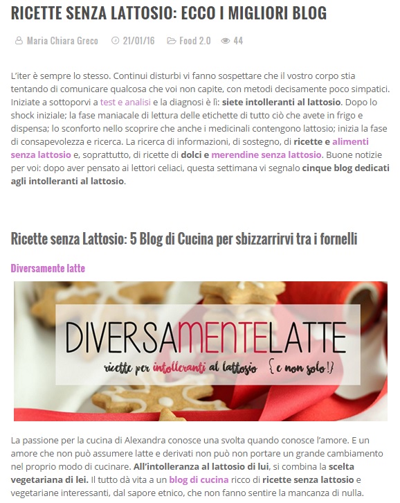 Migliori blog ricette senza lattosio