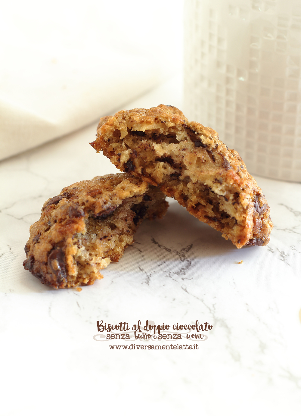 Biscotti al doppio cioccolato senza burro e senza uova