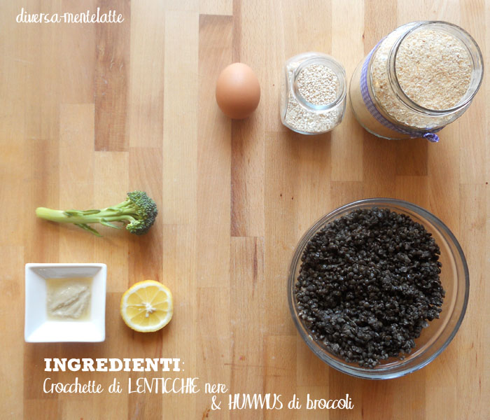 Ingredienti crocchette di lenticchie-nere e hummus di broccoli