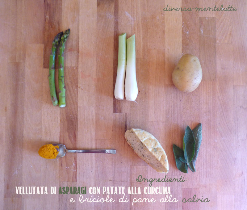 Ingredienti vellutata asparagi e patate curcuma