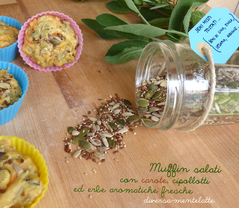 Muffin salati con carote e-cipollotti-erbe aromatiche fresche