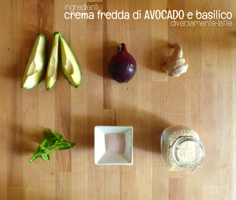 Ingredienti crema fredda di avocado e basilico