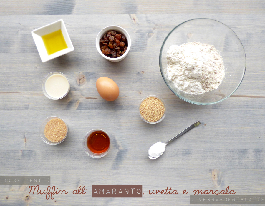 ingredienti muffin amaranto uvetta marsala