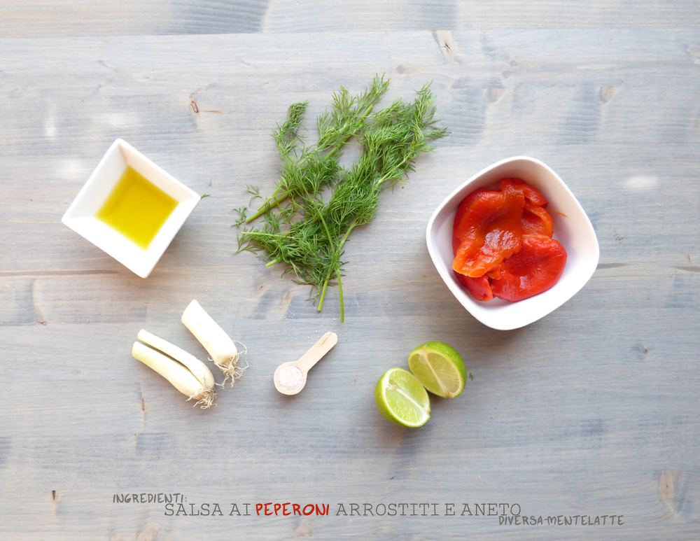 ingredienti salsa peperon arrostiti e aneto