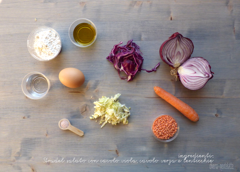 ingredienti strudel salato con cavolo e lenticchie