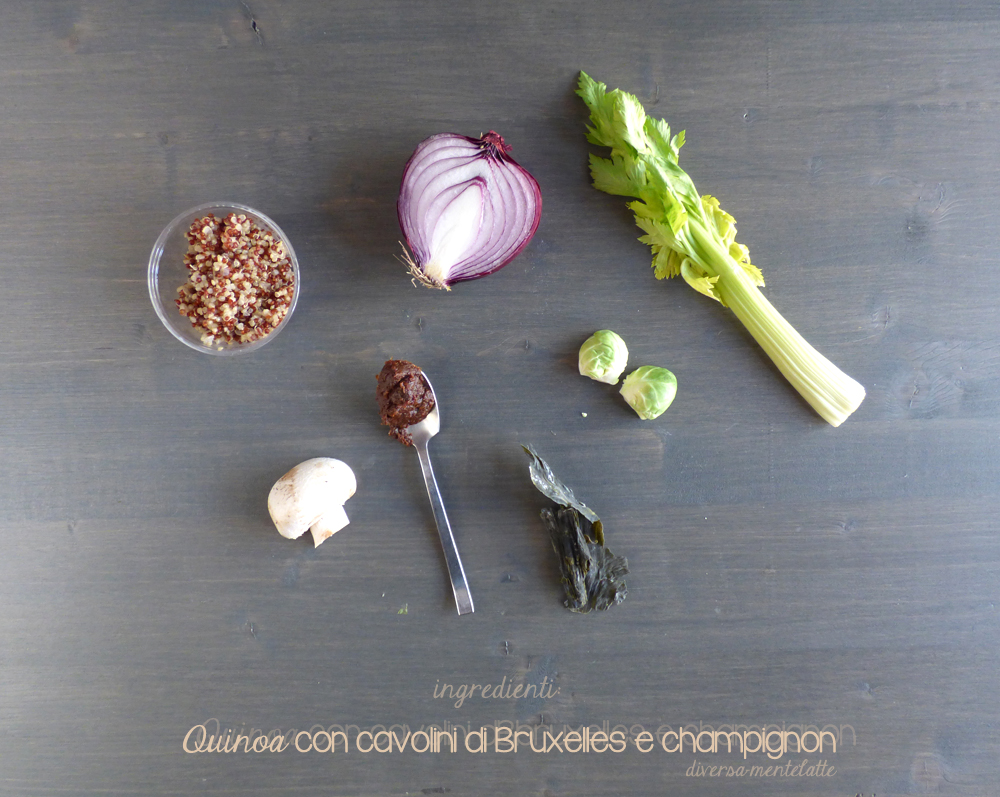 ingredienti quinoa con cavolini e champignon