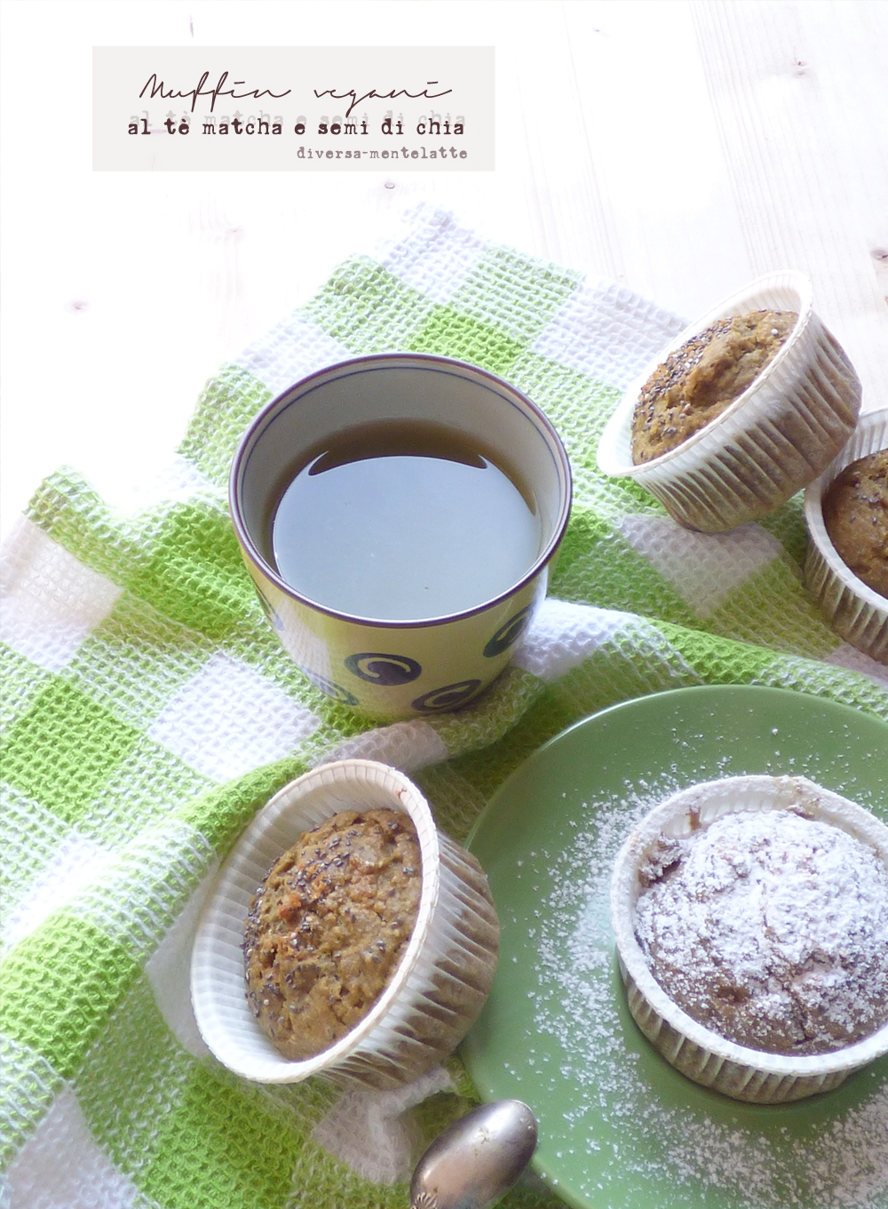 muffin vegani al tè matcha semi di chia