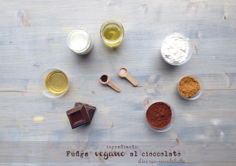 ingredienti fudge vegano al cioccolato