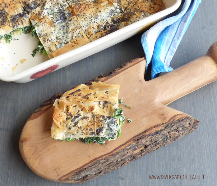 diversamentelatte spanakopita con cime di rapa e ricotta senza lattosio