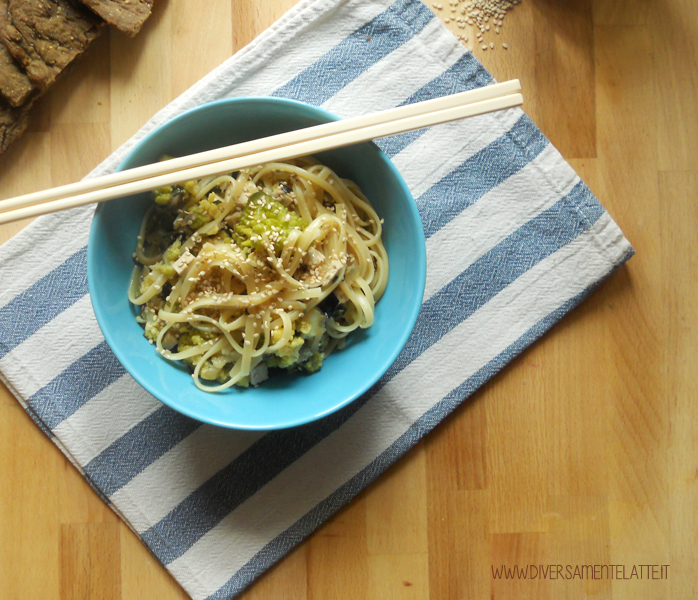 diversamentelatte bavette con-cavolo tofu e olive