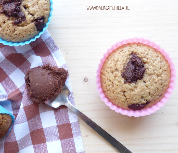 diversamentelatte muffin con cuore di cioccolato senza lattosio e senza uova