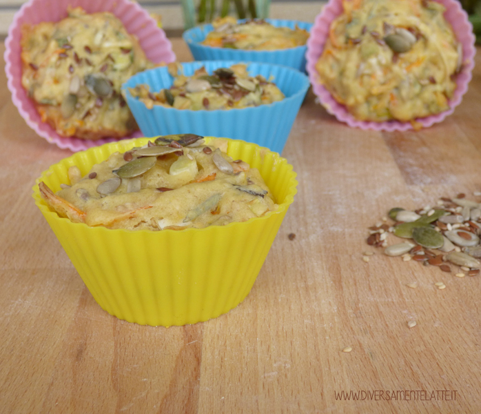 diversamentelatte muffin salati con carote cipollotti ed erbe aromatiche fresche