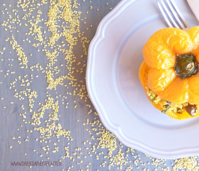 diversamentelatte peperoni ripieni di bulgur e verdure