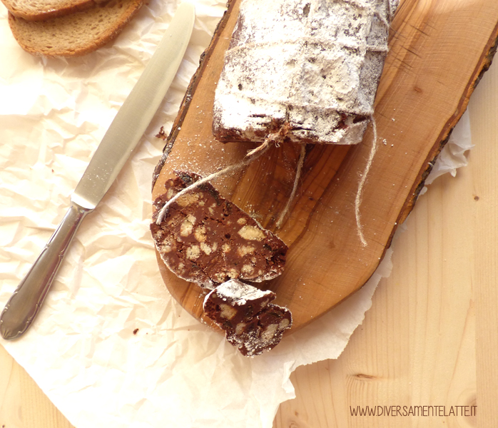 diversamentelatte salame di cioccolato senza burro e senza uova