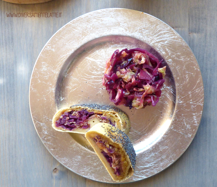 diversamentelatte strudel salato con cavolo viola cavolo verza e lenticchie