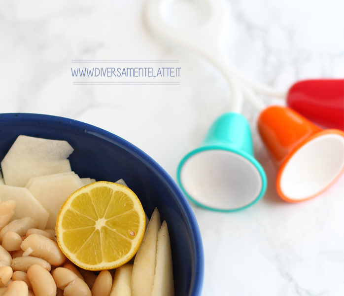 diversamentelatte_insalata di carciofi pere e fagioli