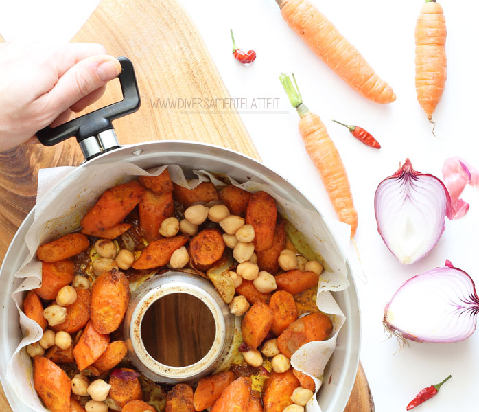 Contorno vegetariano di carote e ceci speziati - Diversamentelatte