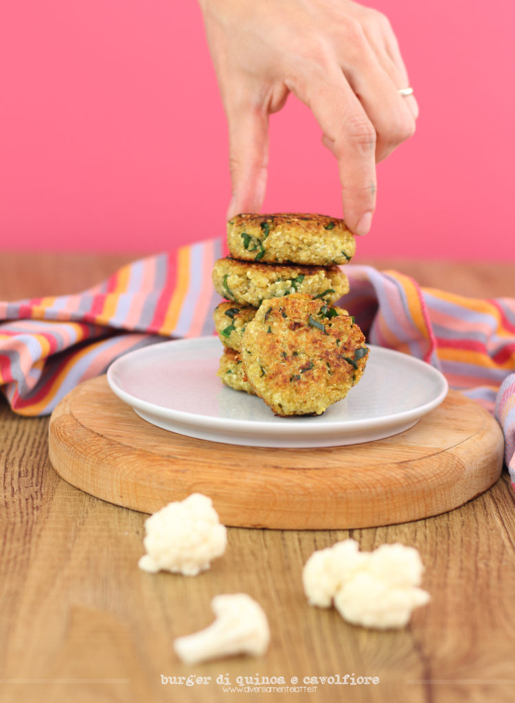 burger di quinoa e cavolfiore senza  lattosio 