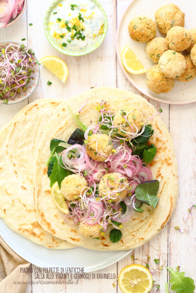 piadina con polpette di lenticchie