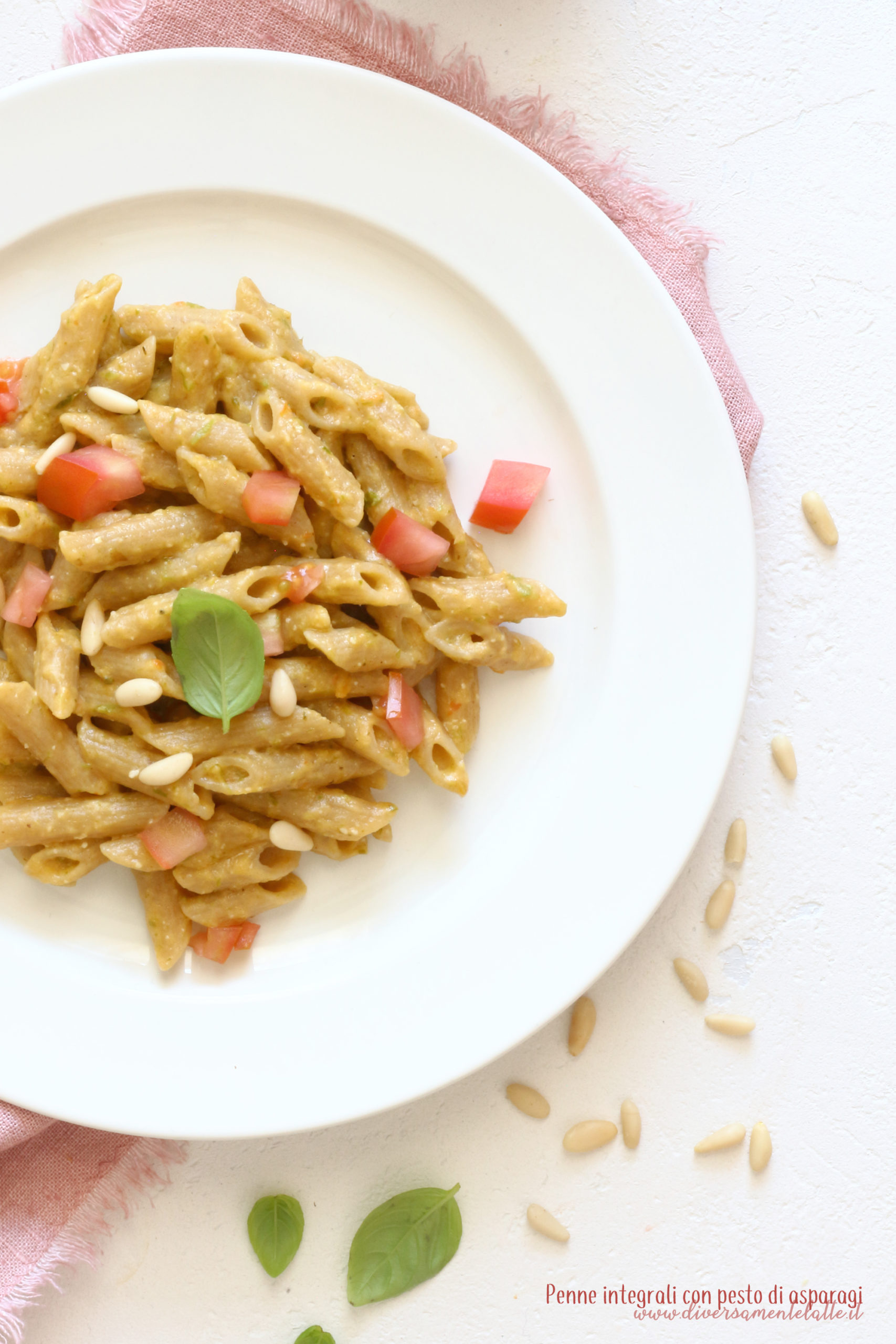 penne integrali con pesto di asparagi