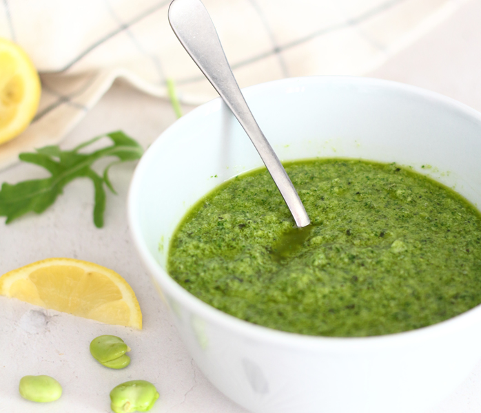 diversamentelatte_pesto di rucola e fave