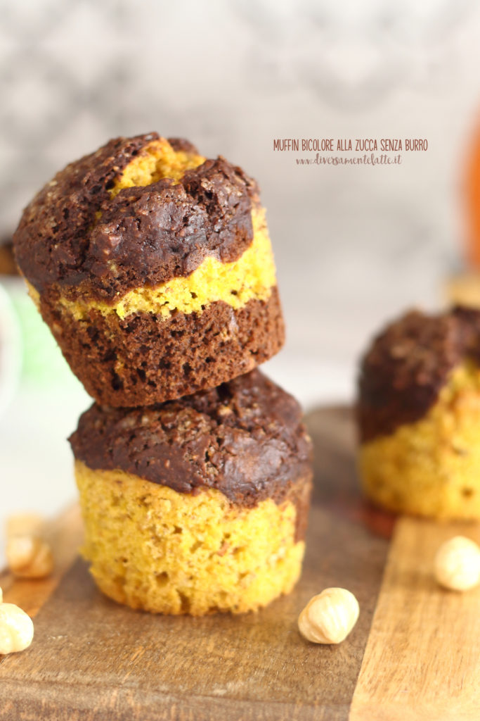 muffin bicolore alla zucca senza burro