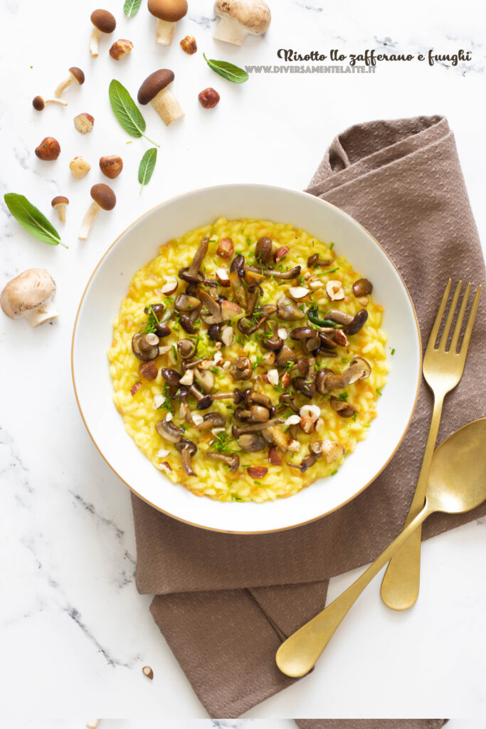 risotto zafferano funghi e nocciole