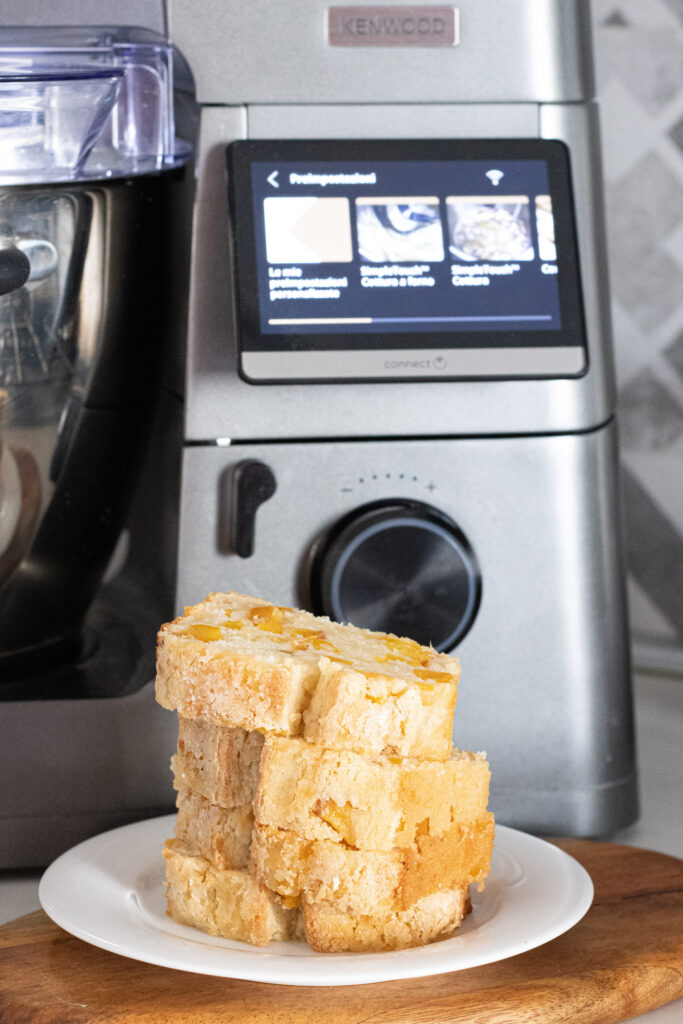 plumcake alle pesche nel cooking chef di Kenwood