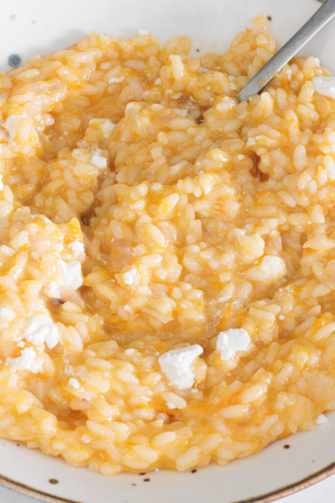 risotto alla zucca e feta senza lattosio